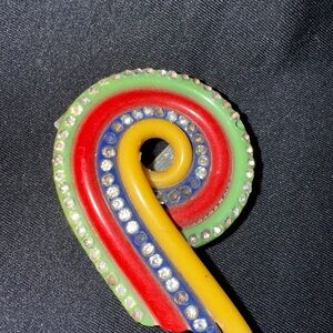 Bakelite Colorful Spiral Brooch with Rhinestones vintage